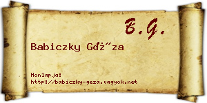 Babiczky Géza névjegykártya
