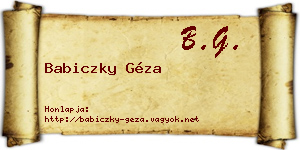 Babiczky Géza névjegykártya