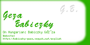 geza babiczky business card